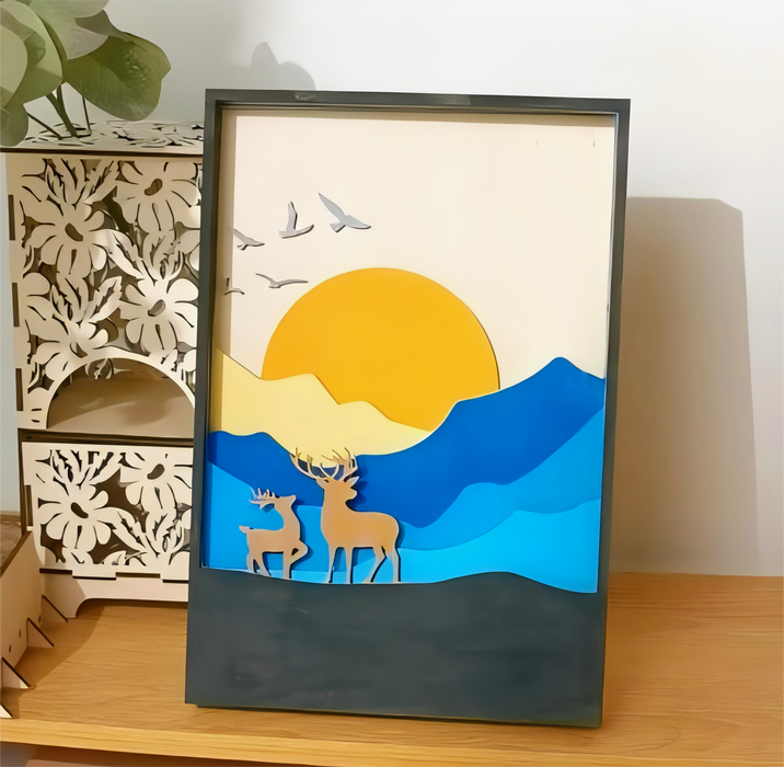 اصنع بنفسك لوحة جدارية خشبية لتزيين مكتبك ذات طبقات متعددة وبألوان زاهية بواسطة الحفر بالليزر