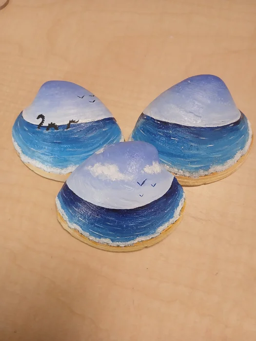 الهدوء الأزرق - كيفية رسم شاطئ على الصدف